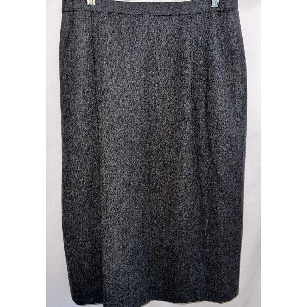 Vintage 80s Pendleton Womens Size 12 Wool Gray Midi Skirt Pockets Dark Academia